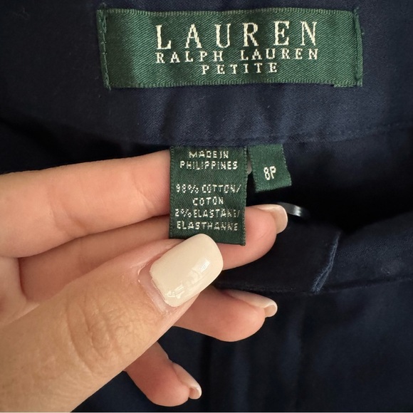 NWOT Polo Ralph Lauren Navy Ankle Pants with Silver Chain Detail Size 8P - Picture 5 of 6